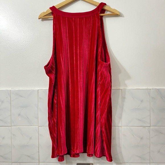 Torrid 3 3XL Red Velvet Pleated High Neck Pullover Party Event Festive Tank Top - Picture 6 of 9